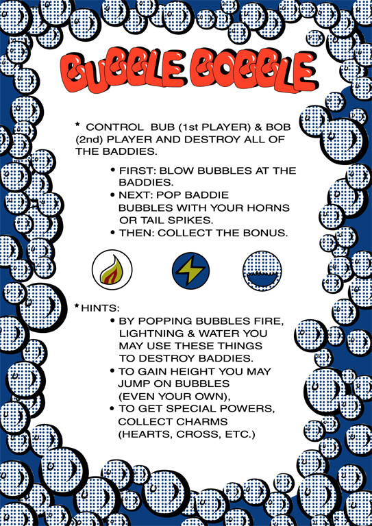 Bubble Bobble Instruction Card